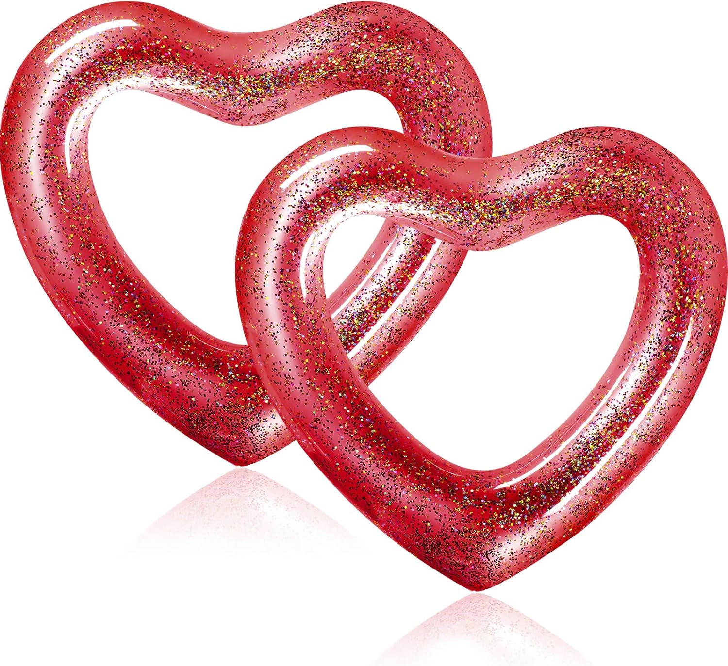 Sumind 2 Pcs Heart Pool Floats Inflatable Swim Rings, 47.3 x 39.4 Inch Bachelorette Floaties Heart Shaped Swimming Loungers Tube for Wedding Bride Summer Beach Party Decorations(Pink)