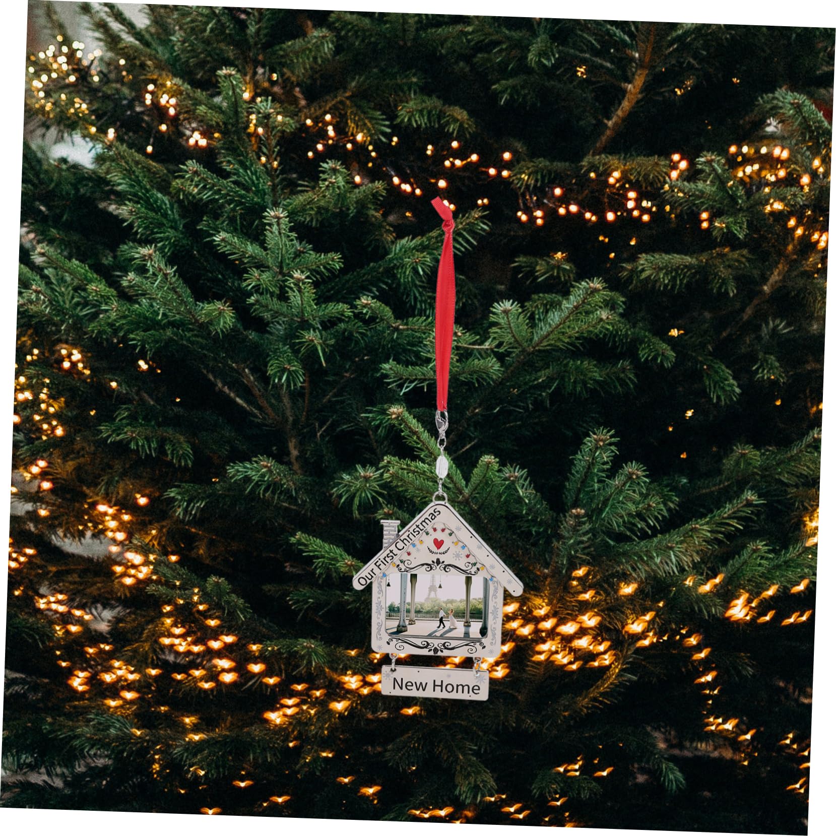PRETYZOOM 3st Weihnachtsfotorahmen Personalisierte Anhänger Christbaumkugel Neue Hausschmuck Für Weihnachten Weihnachtsbilderrahmen-anhänger Gedenkdekorationen Diy Anhänger Silver Metall