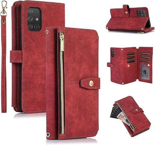 UEEBAI Funda para Samsung Galaxy S20 FE 5G, 9 ranuras para tarjetas, cartera de cuero retro, a prueba de golpes, con correa de mano, ranuras para