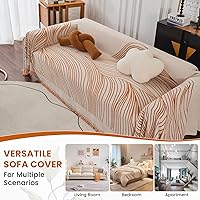 Vista 130 de VClife funda boho de sofá de felpilla para sofá seccional, funda antideslizante para sofá de 2 plazas, protector para mascotas con borlas, funda