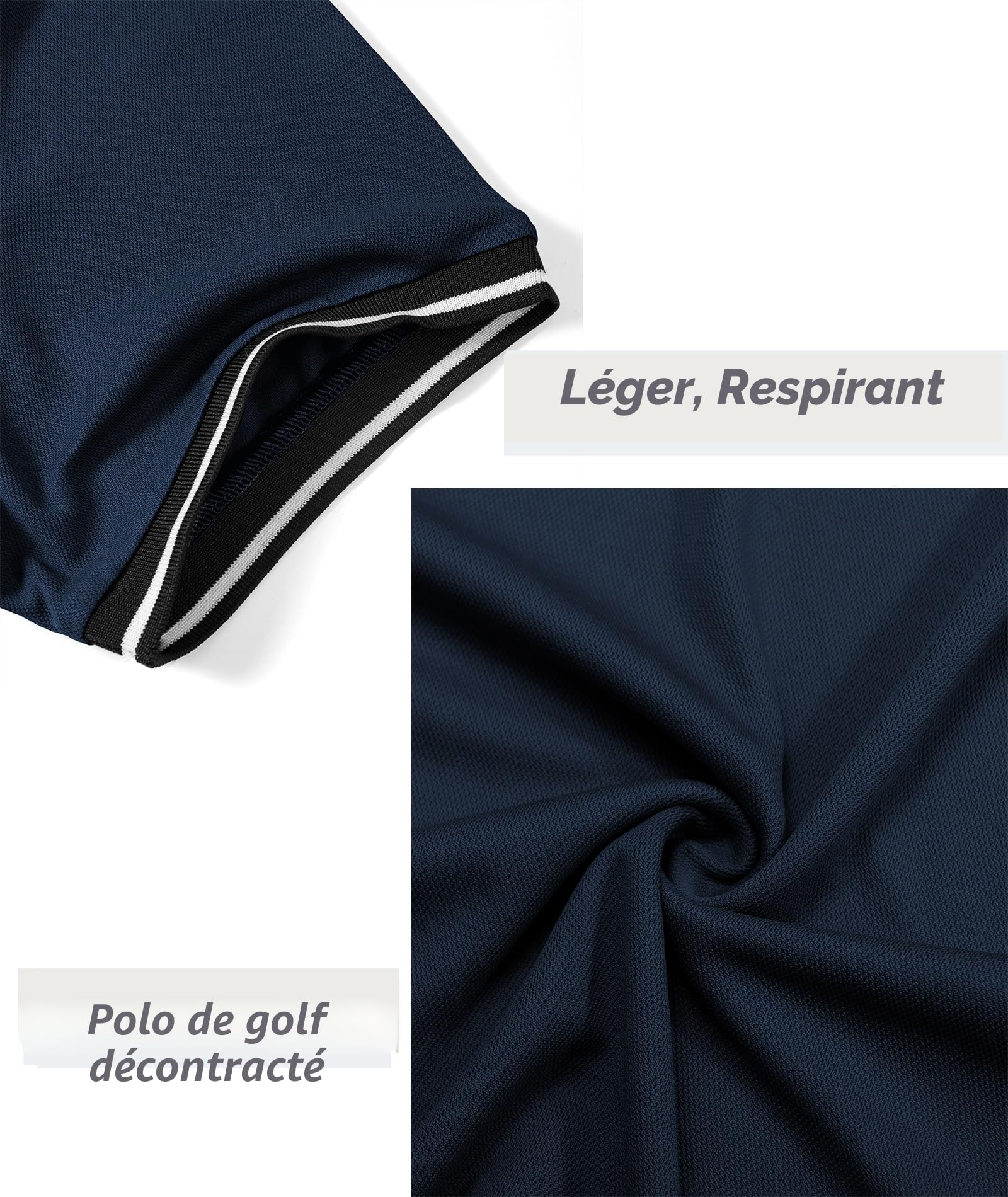 SwissWell Lot de 5 Polo pour Homme Polo de Golf Manches Courtes Léger été T Shirt de Tennis Respirant