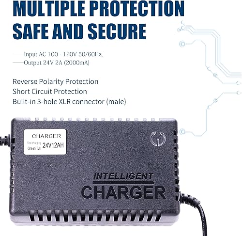 Miniatura 4 de Cargador de batería rápido de 24 V 2 A (conector XLR de 3 pines) para GoGo Mobility Scooter, Drive Medical, ShopRider, Ezip, Pride Mobility, Jazzy