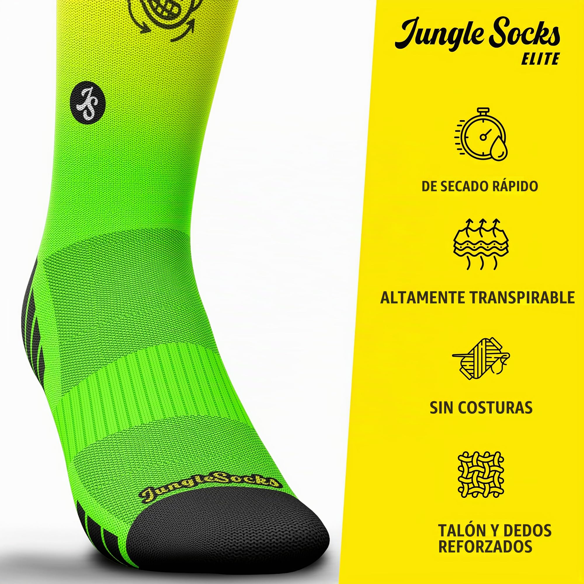 Jungle Socks Running Series - Pack de 3 Calcetines de Alto Rendimiento para Running, Transpirables, Compresivos y Reforzados.