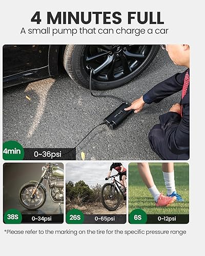 Miniatura 3 de YANTU Portable Air Compressor Tire Inflator Wired Electric Car Air Pump, Dc 12V Tire Pump with Digital Display for Car, Bicycle, Balls & Other