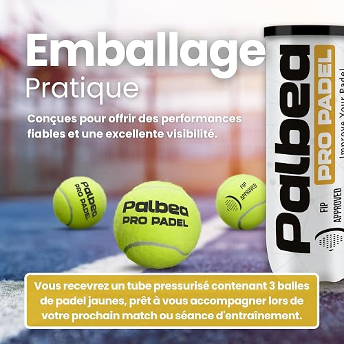 Palbea PRO Padel - FIP Approved Padel Balls - 1 Carton x 24 Tubes - Paddle Balls with High Visibility HV Felt. Premium Quality. Ideal for Training and Tournaments. Pressurized, Durable, and Fast. - 7