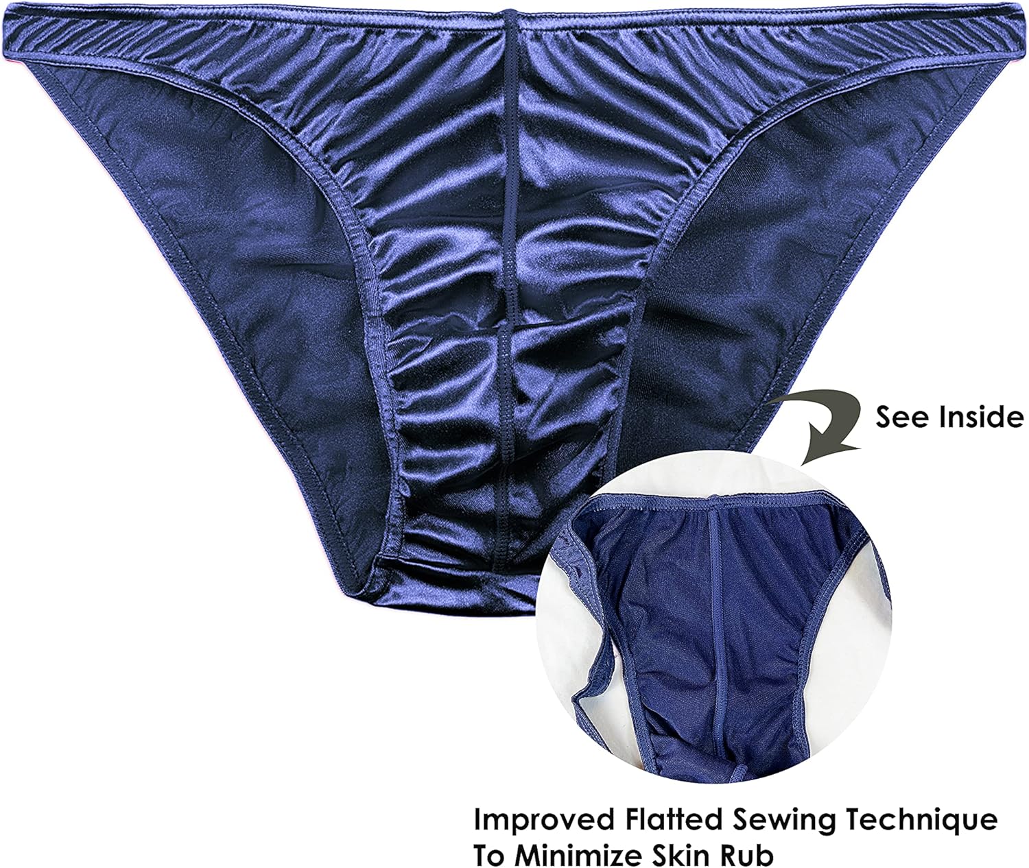 Mens Satin Bikini Briefs Panties Small to 3XL Silky Sexy Mens Underwear Multi Pack - Image 5