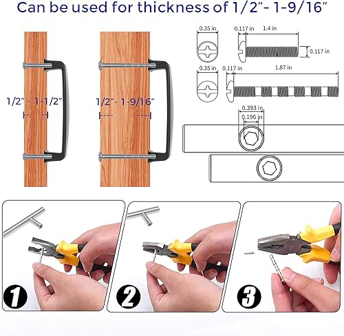 Miniatura 4 de Ravinte - Paquete de 30 manijas sólidas de gabinetes de cocina de 334 pulgadas, color negro mate, manijas negras de cajones, manijas de gabinete de