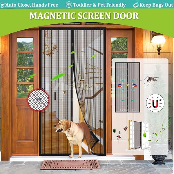 Zanzariera Magnetica per Porte,Tenda Anti-Zanzara Magnetica Chiusa Automatica,per Porta del Balcone e Porta del Patio.-Black A|| 75x210cm(29x82inch) - 2