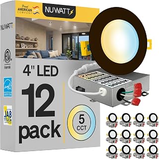 NUWATT 12 Pack Canless 4 Inch LED Bronze Recessed Lighting 2700K-5000K, ETL