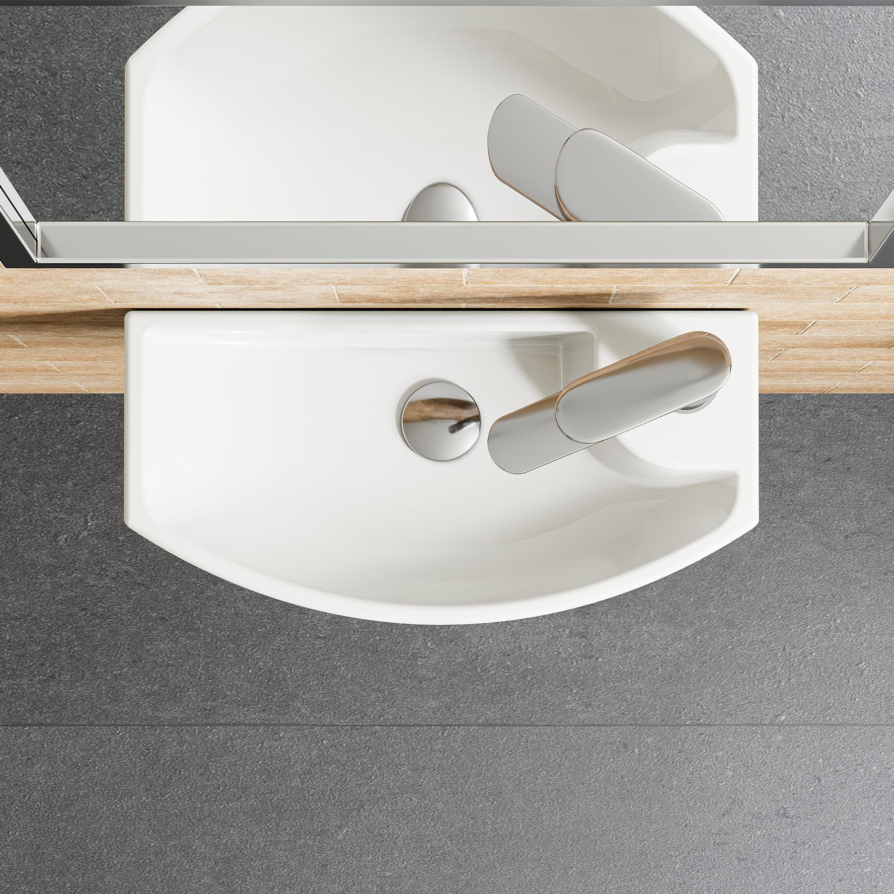HOROW Waschbecken Klein Gäste WC 45 cm Breit Weiß