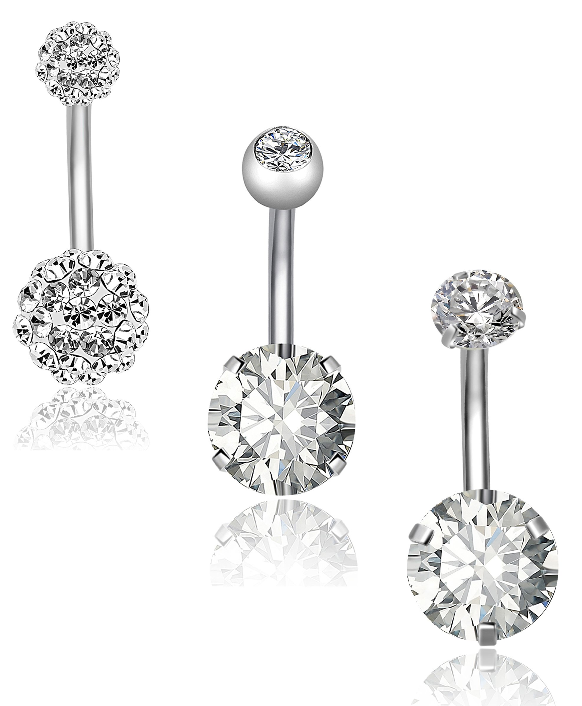 REVOLIA 4-5Pcs 14G Stainless Steel Belly Button Rings for Women Girls Navel Rings CZ Body Piercing