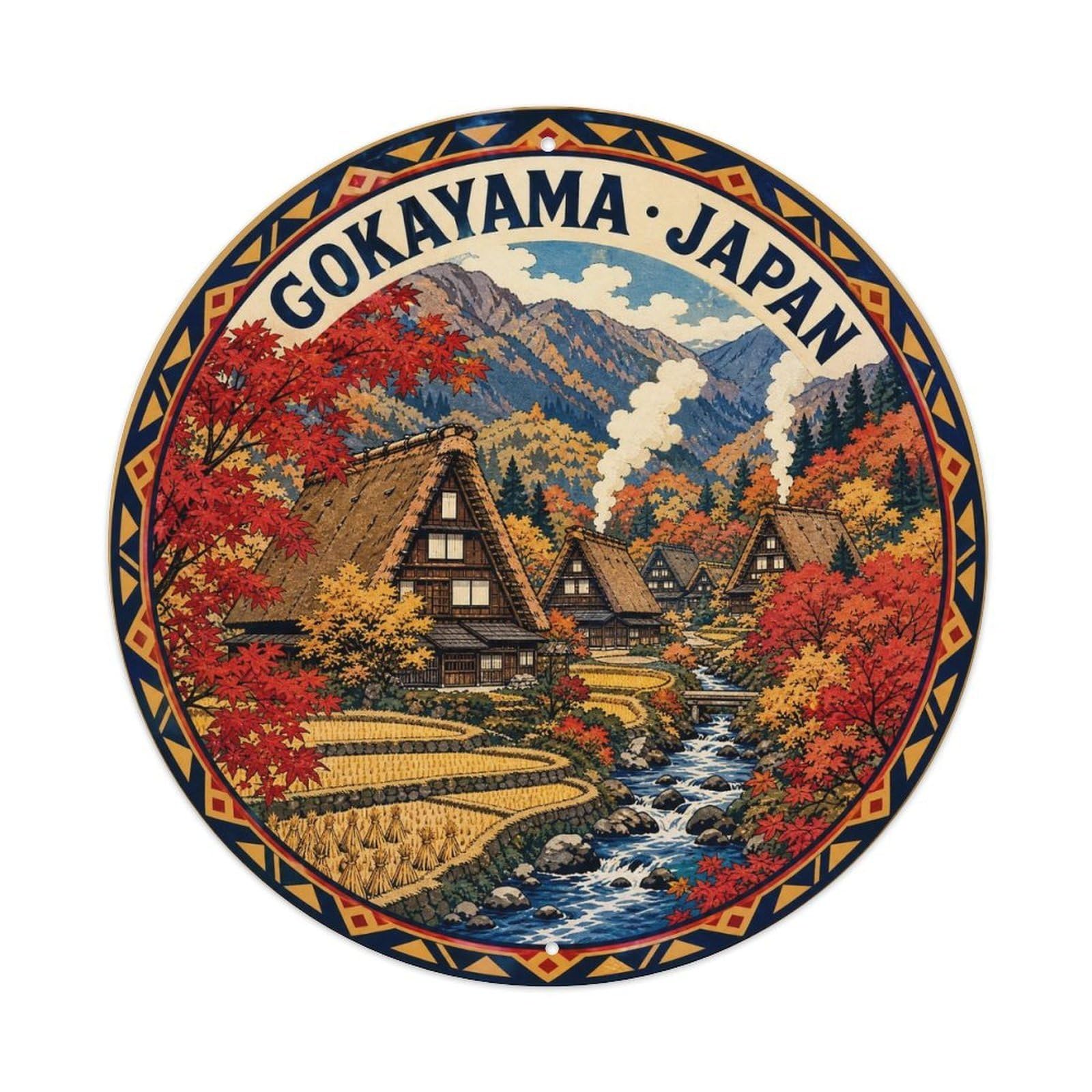 Olhnbad Style Toyama Gokayama Gassho Autumn Japan Japanese Culture Metal Tin Sign