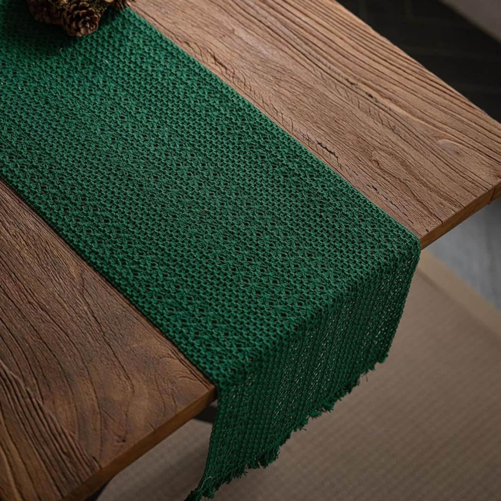 Runner da tavola in macramè, runner da tavola in stile bohémien, con nappe, in cotone intrecciato all'uncinetto, decorazione rustica per la casa, tovaglia per cucina, tavolo da pranzo, decorazione da