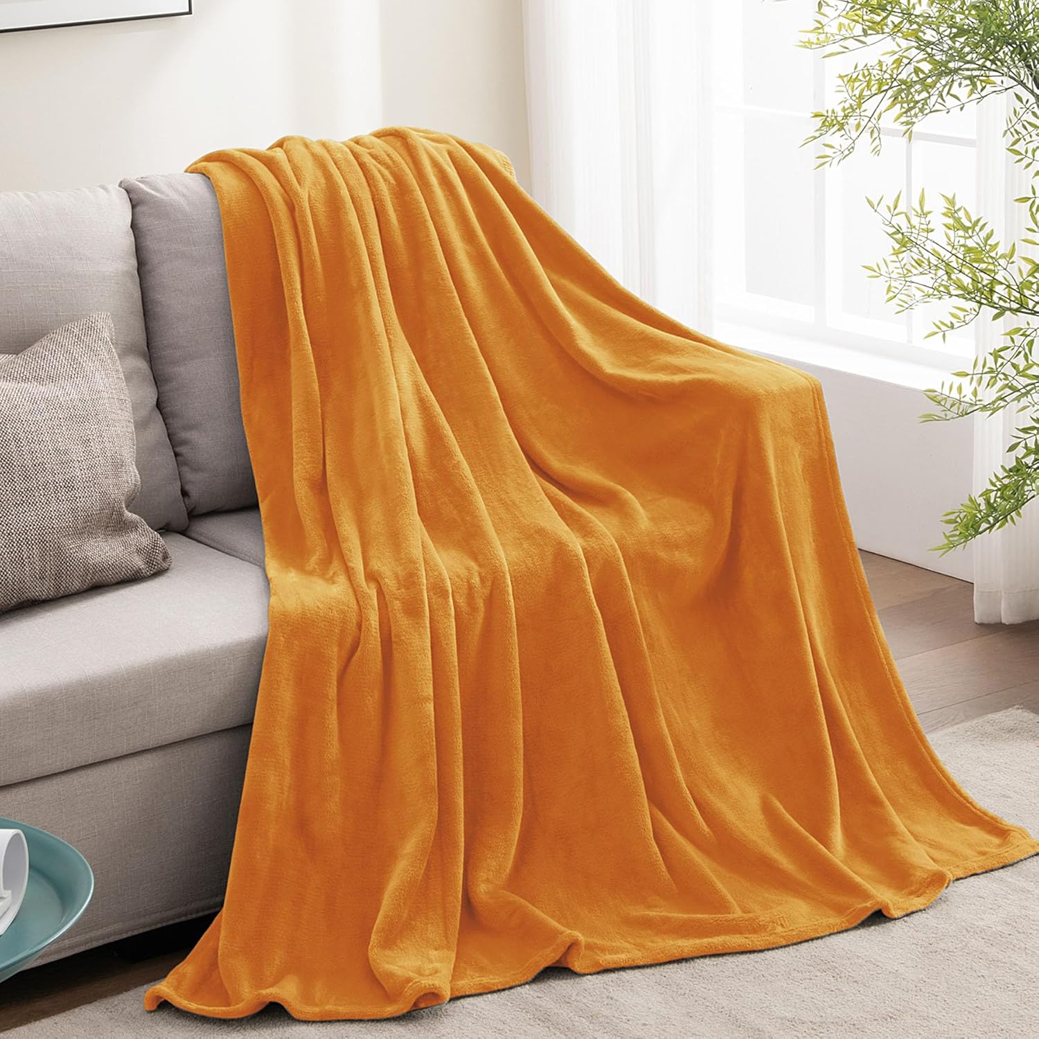 BEDELITE Burnt Orange Throw Blankets for Couch & Bed, 300GSM Luxury Plush Cozy Fleece Blanket 50" x 60", Super Soft Lightweight Fall Blanket for Travel Camping - Image 9