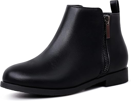 Harvest Land Girl Boots Kids Ankle Boots Warm Side Zipper Low Heel Short Booties Winter Anti-Slip Outdoor Shoes for Little Kids/Big Kids