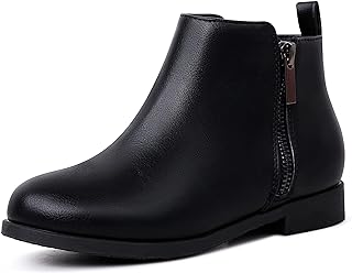 Harvest Land Girl Boots Kids Ankle Boots Warm Side Zipper Low Heel Short Booties Winter Anti-Slip Outdoor Shoes for Little Kids/Big Kids