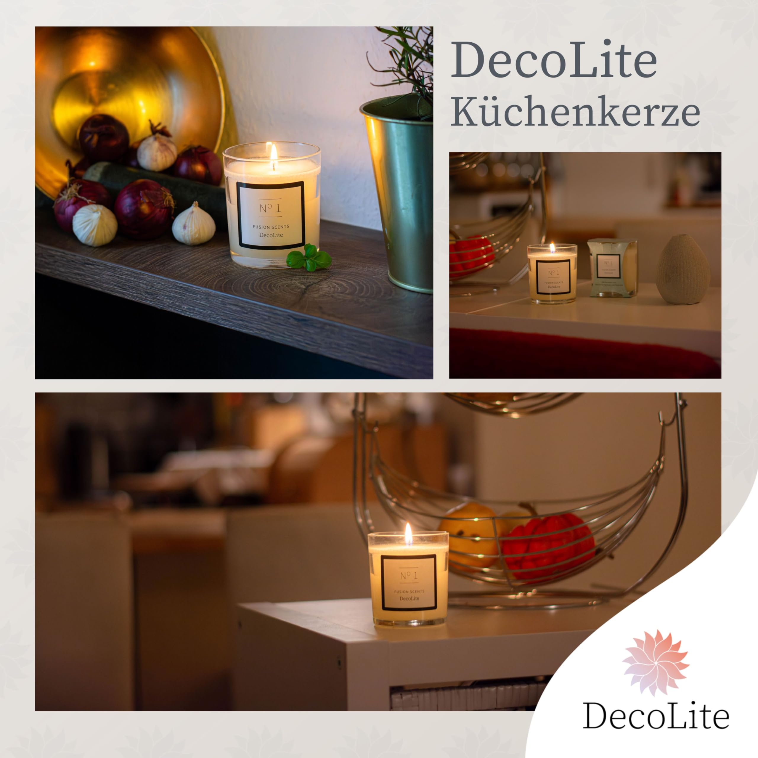 Küchenkerzen im Glas, 45 Std. Brenndauer, 6 Stück, Duftkerze