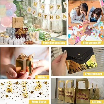60 Sheets Metallic Gold Cardstock Paper, A4 Size Mirror Paper Thick 250gsm