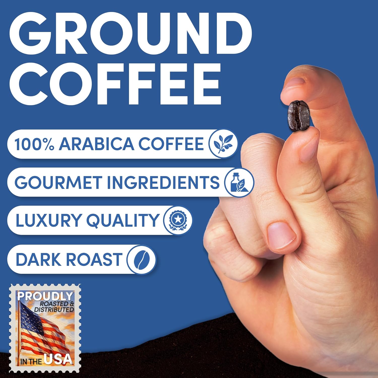 2 lb Espresso Ground Coffee | Dark Roast Coffee Ground | Strong Bold Bulk Coffee for Espresso Machines | Specialty Grade | 32 oz