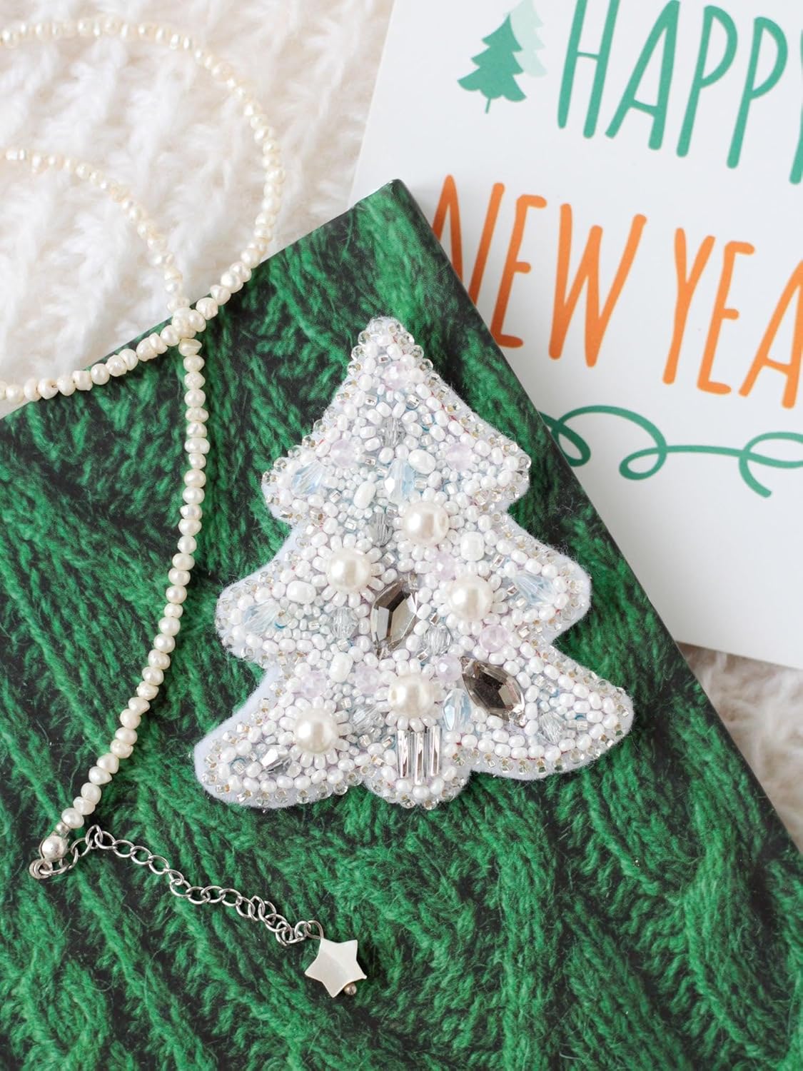 Wizardi Bead Embroidery Decoration Kit - White Spruce. Colorful Beads, Beading Needles. DIY Kit. Embroidery for Beginners. Home Decor. AD-209 Abris Art