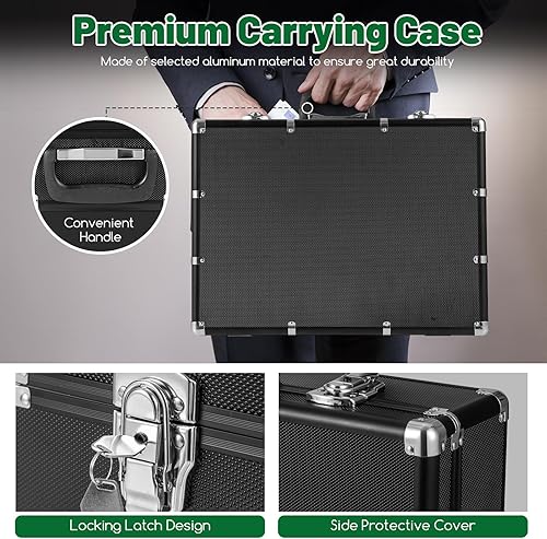 Miniatura 5 de GYMAX Juego de fichas de póquer, 600 fichas de casino Texas Hold 'em con estuche de transporte, 6 mazos de cartas, 5 dados y 3 botones de