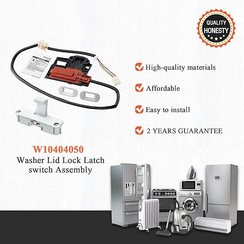 Miniatura 9 de Blutoget W10404050 W10238287 - Conjunto de interruptor de bloqueo de tapa de lavadora W10240513 Strike by Blutoget - Compatible con lavadora