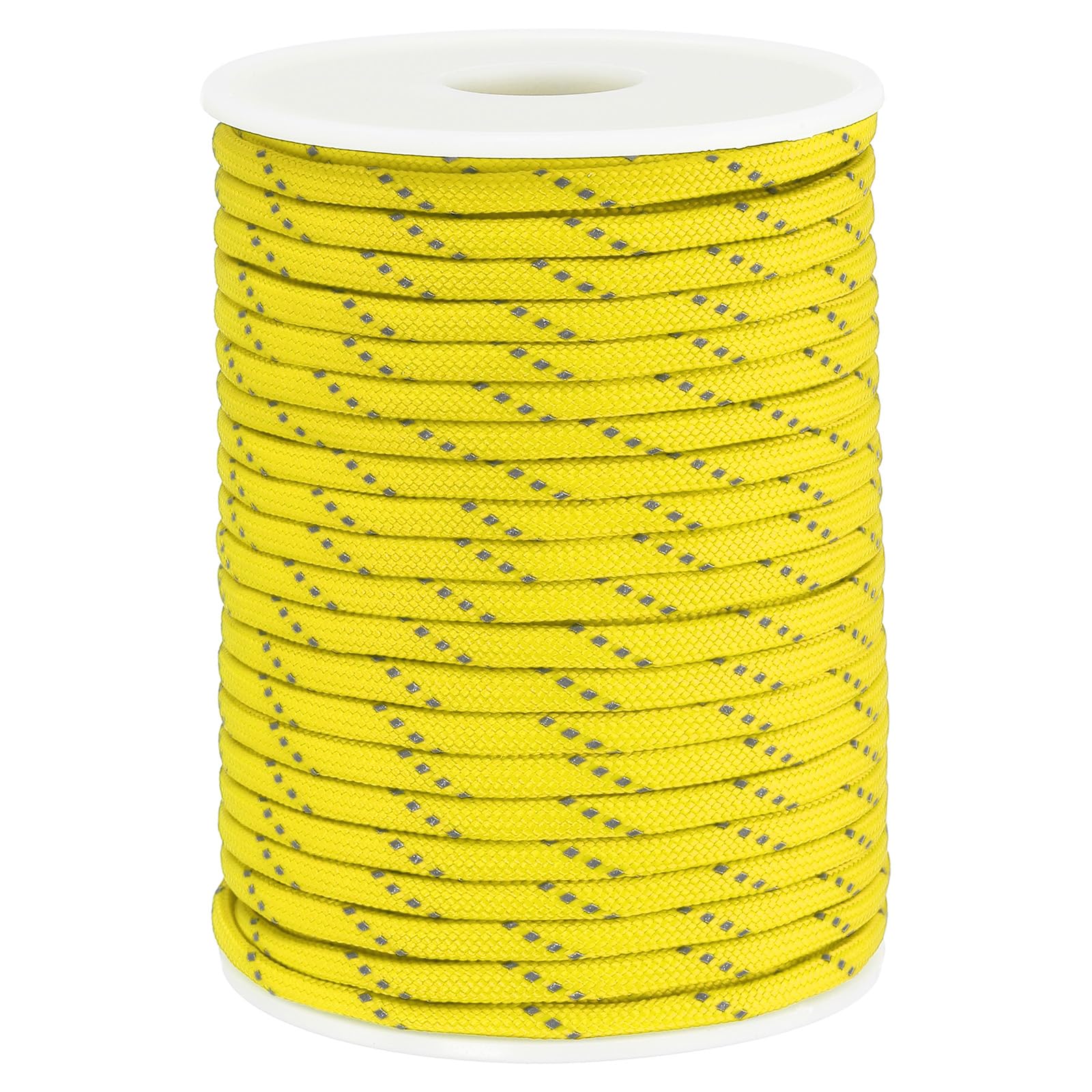PATIKIL 100FT 550 Paracord, 7 Strand Reflective Parachutes Cord Spool 4mm Survival Strong Rope String for Camping Hiking Fishing, Yellow