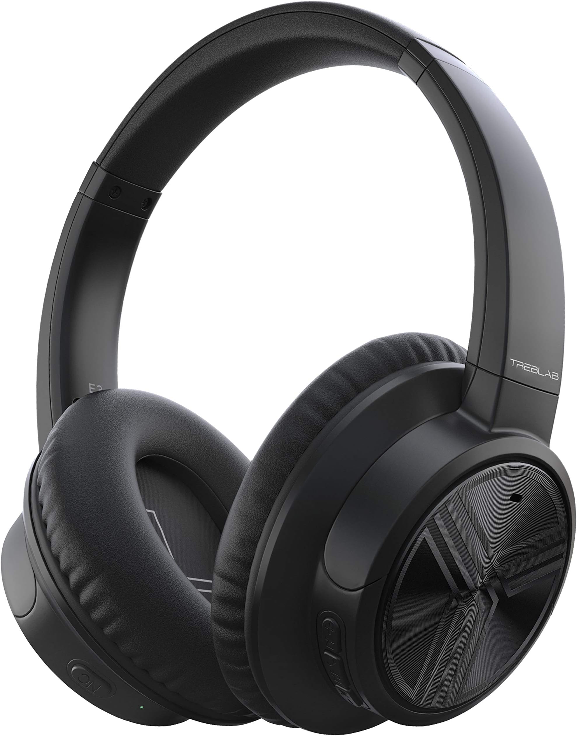 TREBLAB E3 - Active Noise Cancelling Headphones, Bluetooth 5.0 | 50H Battery Life w/Type-C | Over Ear Bluetooth Headphones with Microphone for Work, Travel, Sport (Black)