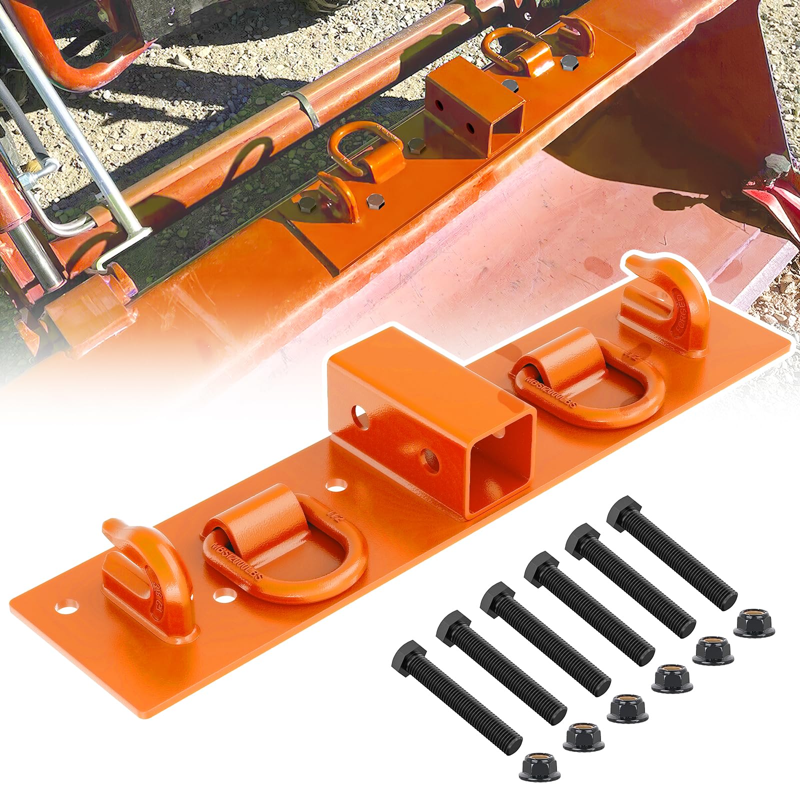 Nilight 3/8" Tractor Bucket Grab Hooks 1/2" D Rings &amp; 2" Receiver Orange