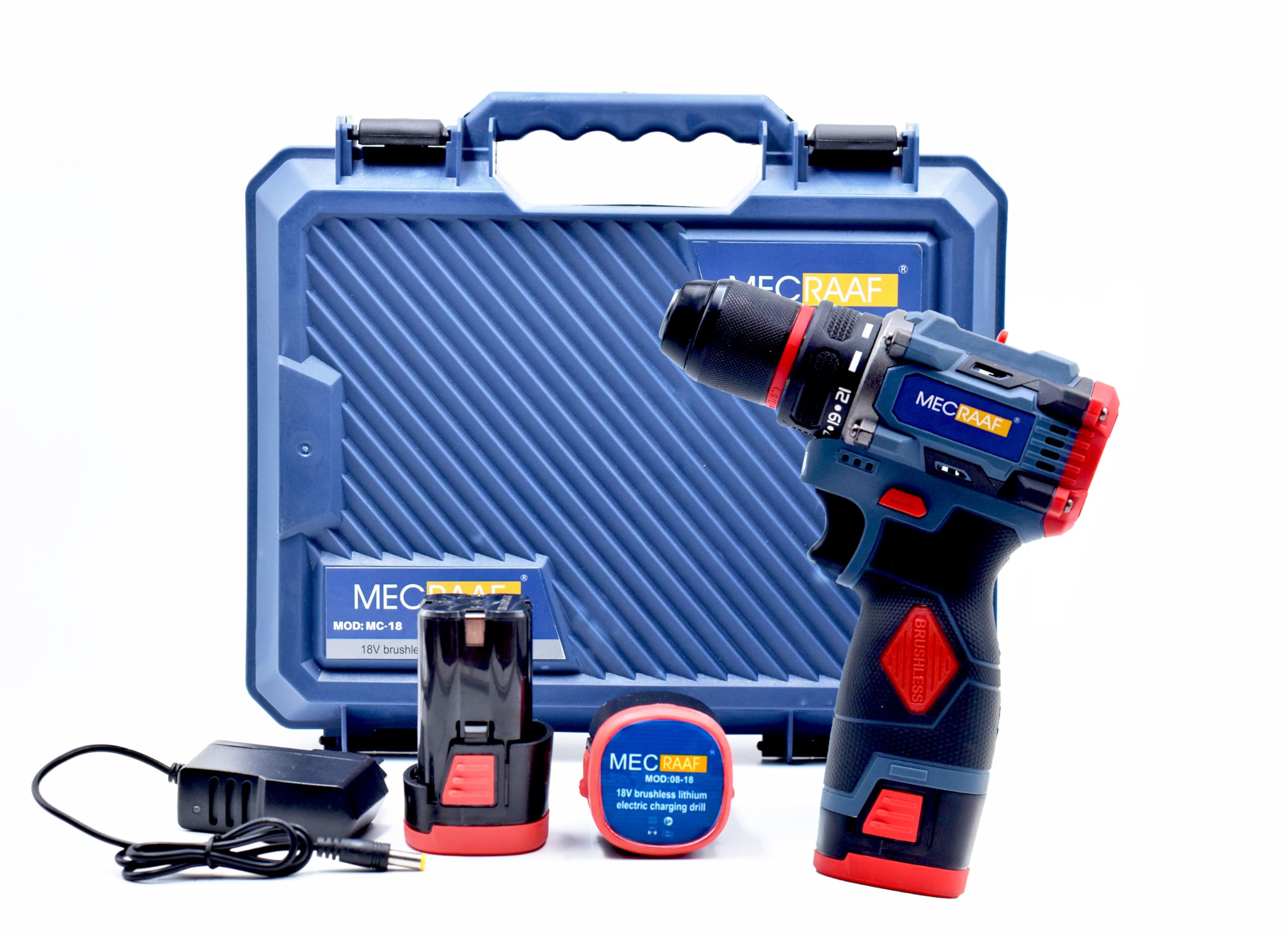 MECRAAF® Brushless Motor 18V Cordless Drill Machine | 10mm Keyless Chuck,0-1700RPM 2-Variable Speed | Metal Chuck - Torque 50Nm | Screw Driver for Home Appliances | 6 Months Warranty (B0D637R18S) Amazon Price History, Amazon Price Tracker