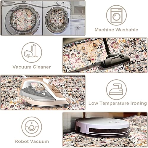 Miniatura 4 de Alfombras de pasillo con parte trasera de goma, antideslizantes, 2 x 6 pulgadas, lavables, alfombras de pasillo de lana sintética para pasillo,