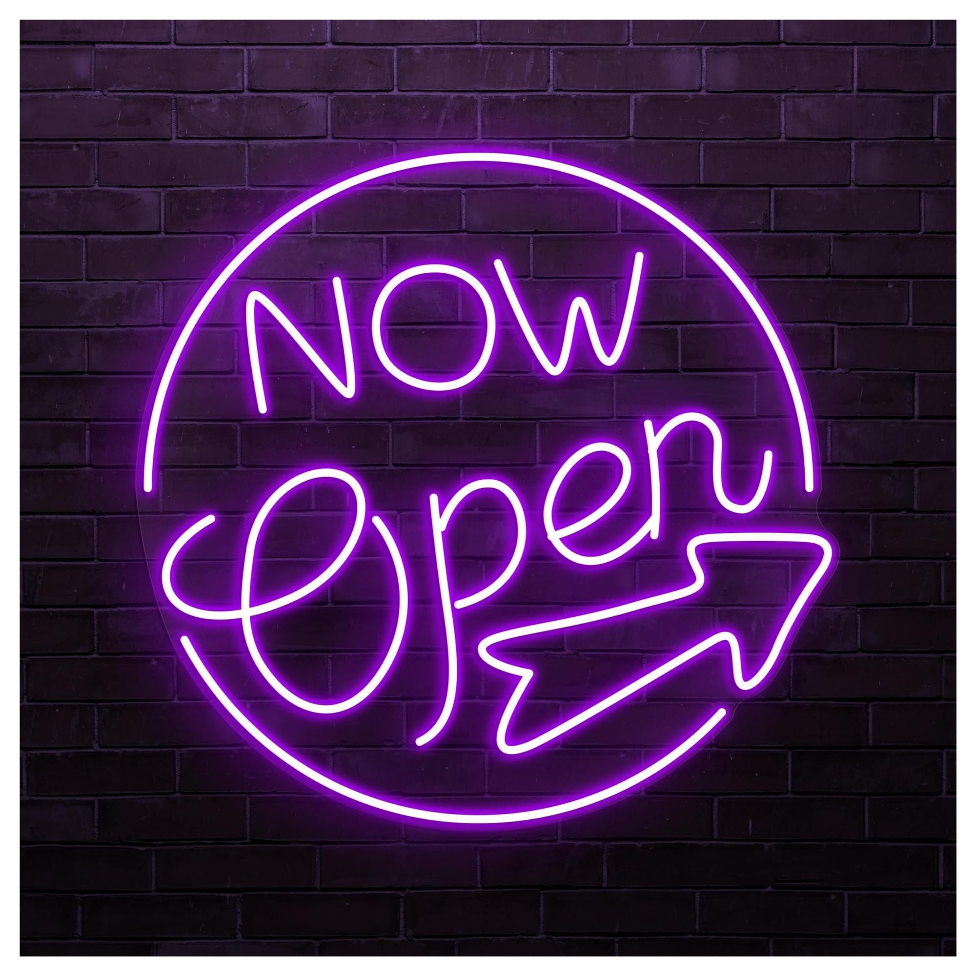 RONGCH Hanging Art Signs Now Open Neon Sign Business LED Light Arrow Wall Decor Gameroom Bedroom Bar Livingroom Birthday Party 48cm