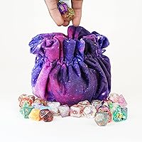Vista 2 de FanRoll Velvet Compartment Dice Bag with Pockets Nebula, Role Playing Game Dice Accessories for Dungeons and Dragons