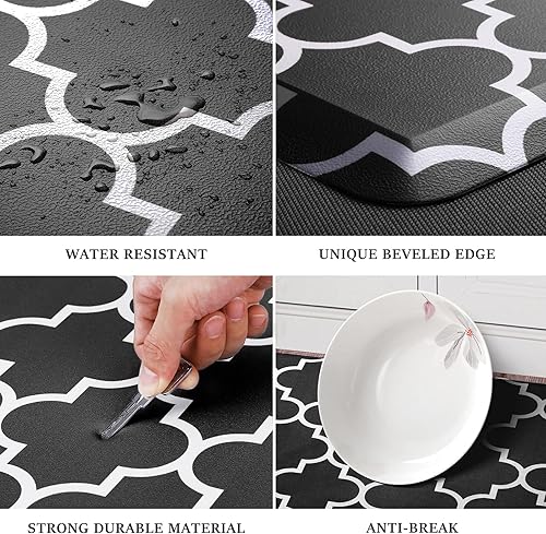 Miniatura 3 de SweetFeet Tapete de cocina [2 piezas] Alfombras y tapetes de cocina cómodos, antideslizantes, impermeables, antifatiga, diseño ergonómico