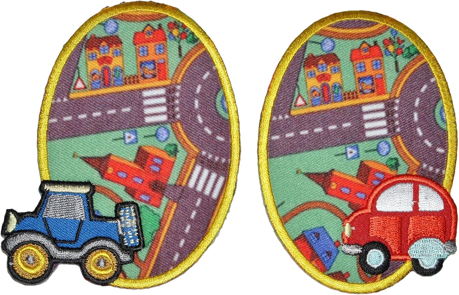 2er-Set Bügelbilder Oval - Traktor & Bauernhof-Motiv - Perfekt Zum Aufbügeln Oder Aufnähen