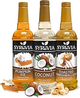 Syruvia Coconut Syrup, Pumpkin Pie Syrup & Toasted Marshmallow Coffee Syrup - 25.4 fl oz. Premium Flavoring Syrup. Kosher,...