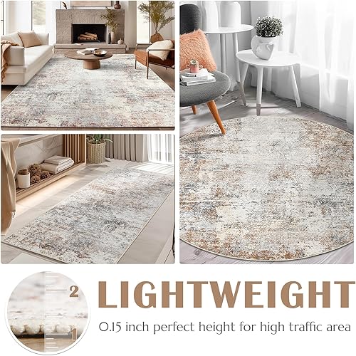 Vista 115 de jinchan Alfombra de pasillo de 2 x 6 pulgadas, lavable, moderna, abstracta, gris, con estampado múltiple, alfombra para interiores, contemporánea