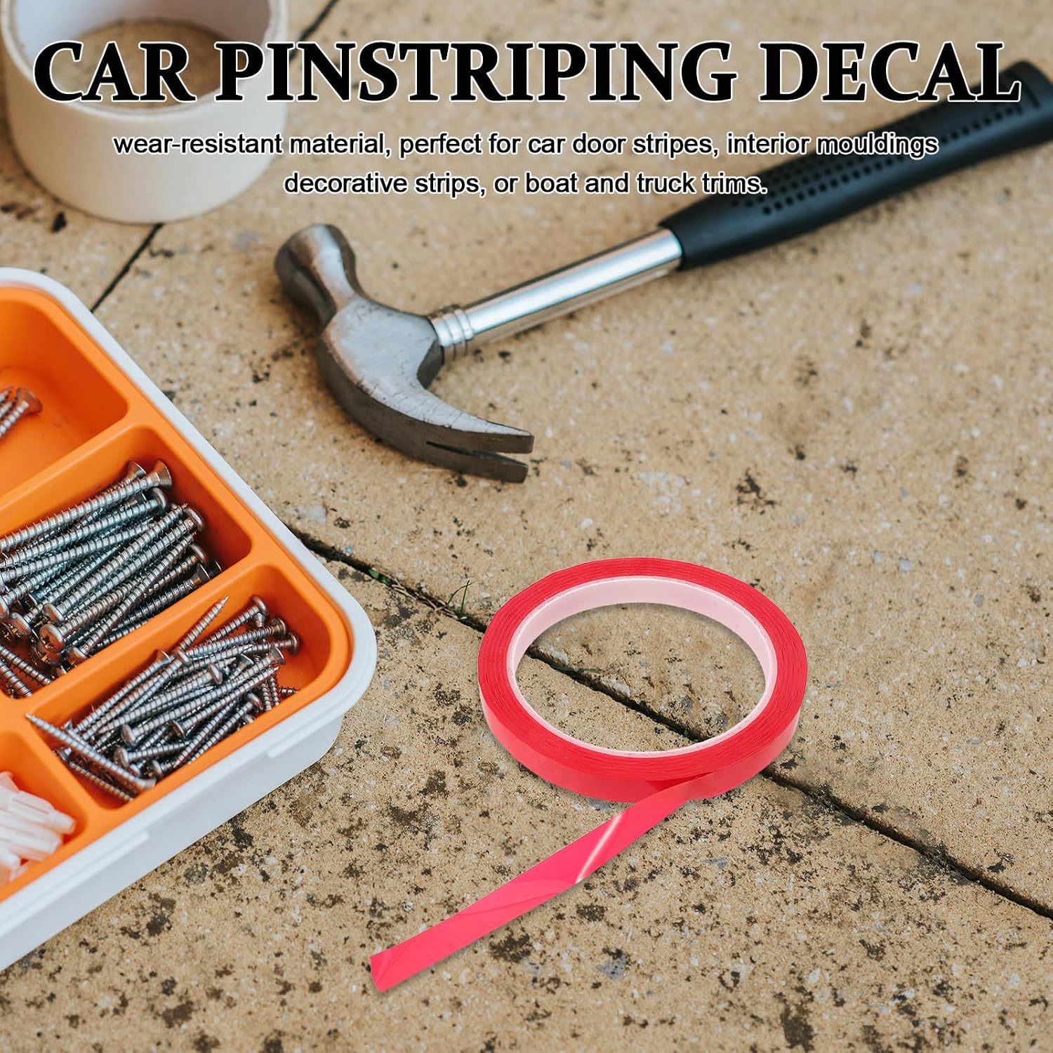 5pcs Red Pinstripe Tape for Cars Exterior and Interior, Pet Material Automotive Trim Strip with Abrasion Resistant and DIY Installation Features, Suitable for Classic Vehicles