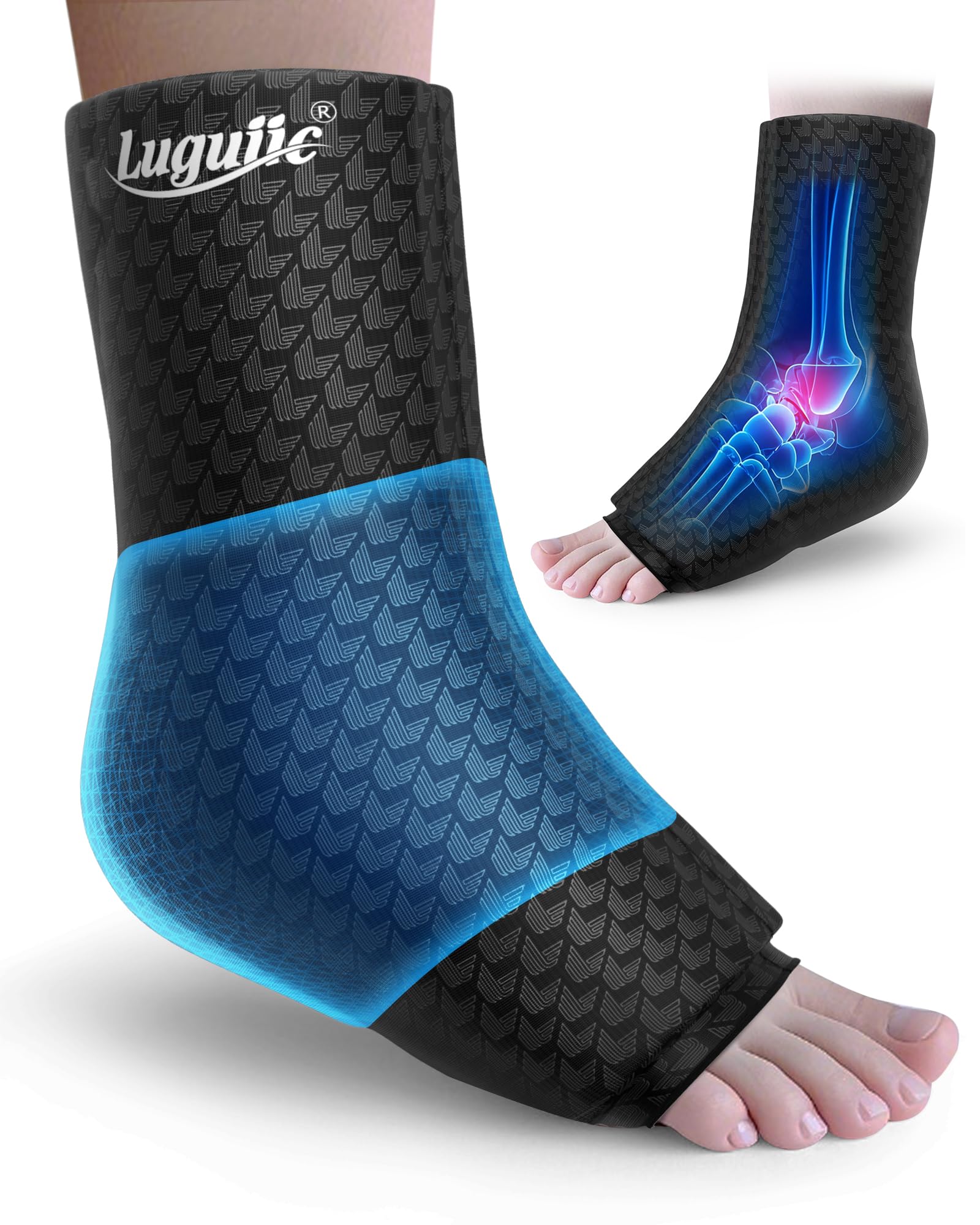 Ankle Ice Pack Wrap with Dual-Freezestorm Cooling Gel for Sprained, Ice Ankle Wrap with Cold Compression & 360°Coverage for Achilles Tendonitis, Swelling Relief and Surgery Fracture Recovery(Large)