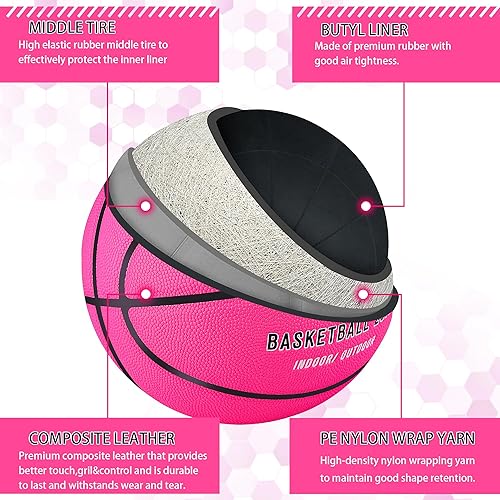 Miniatura 4 de UXtheme Baloncesto 28.5 "PU Cuero Baloncesto Tamaño Oficial 6 Interior y Exterior Mujeres Baloncesto