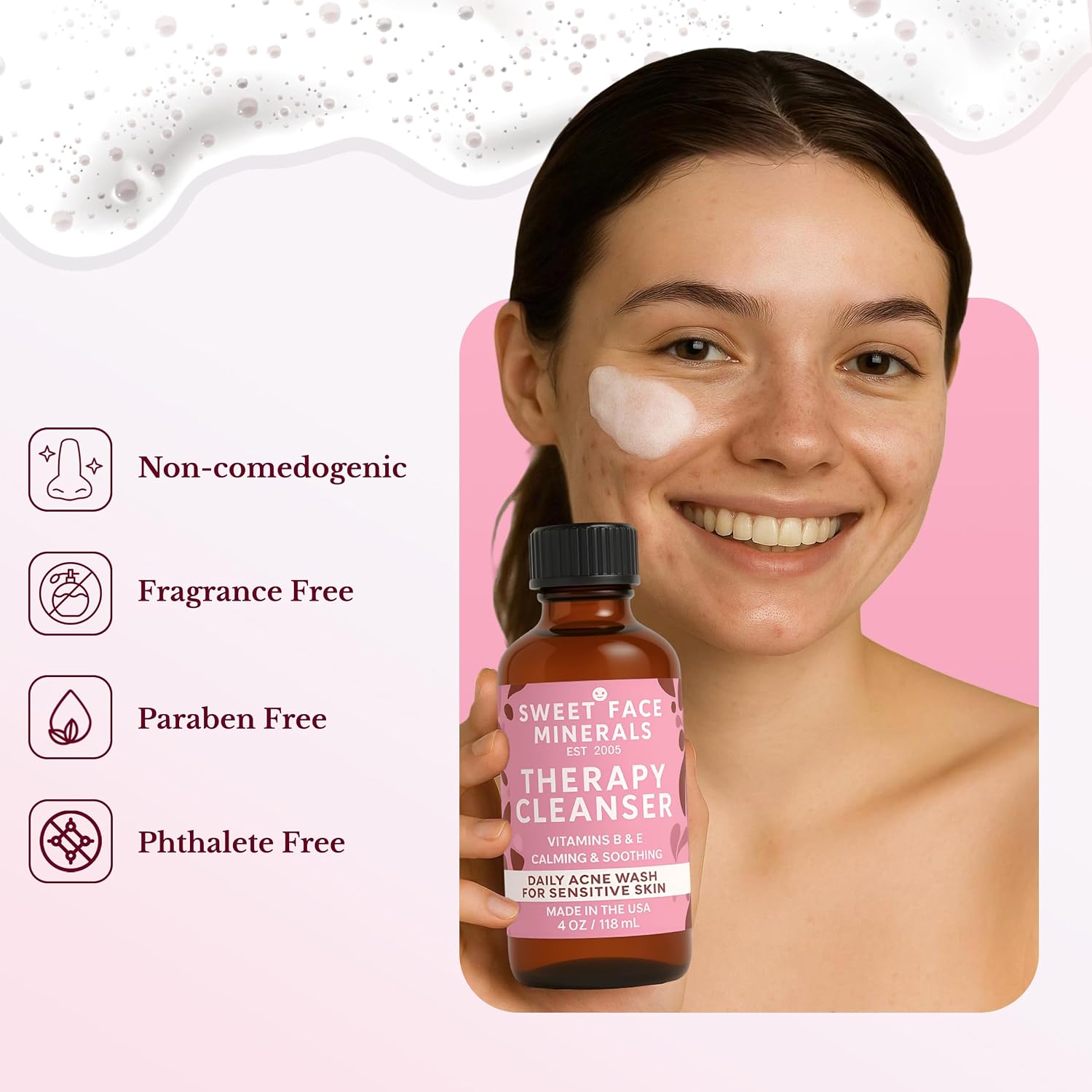 ACNE CLEANSER (4oz) Blemish Astringent Skin Care Oily Clogged Pores Blackheads Pimples Face Cleaner