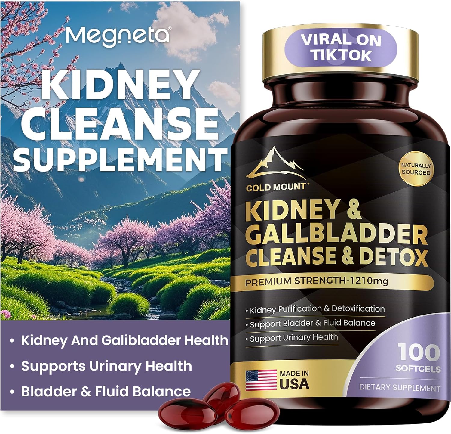 Kidney Cleanse Detox & Repair, Kidney & Gallbladder Health Support Supplement with Cherry, Nettle Leaf, Cranberry & Dandelion, Promotes Urinary Health, Bladder & Fluid Balance, 100 Softgels - Image 8