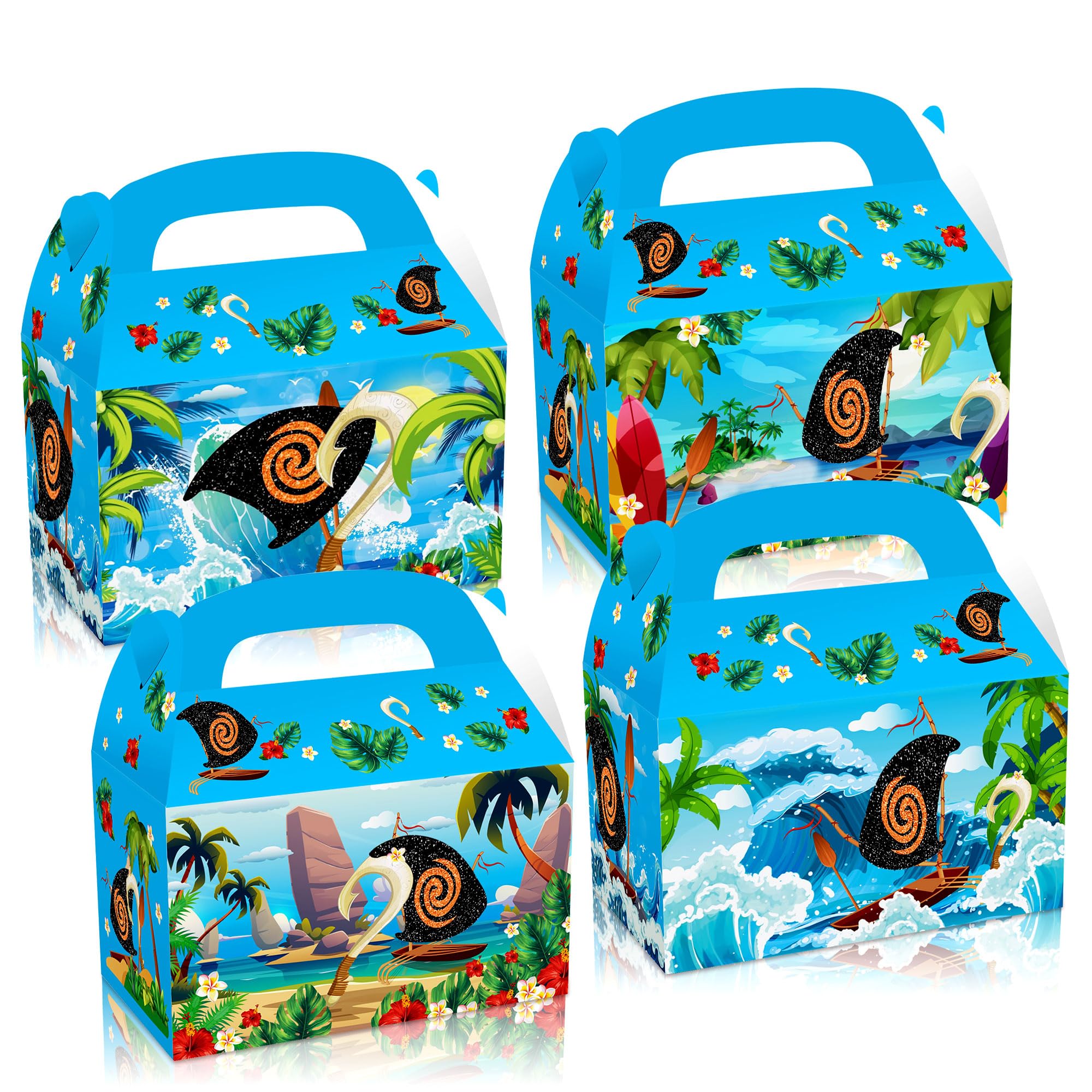 JeVenis 12 PCS Moana Party Treats Goodies Candy Gift Box Moana Party Supplies Decorations for Birthday Baby Shower Bridal Shower