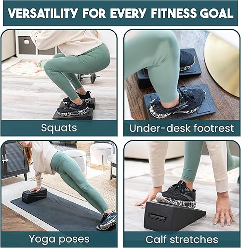 Miniatura 6 de Bloque de cuña para sentadillas con tiras antideslizantes Tabla inclinada para estiramiento de pantorrillas Bloques de yoga cuña de espuma Tabla