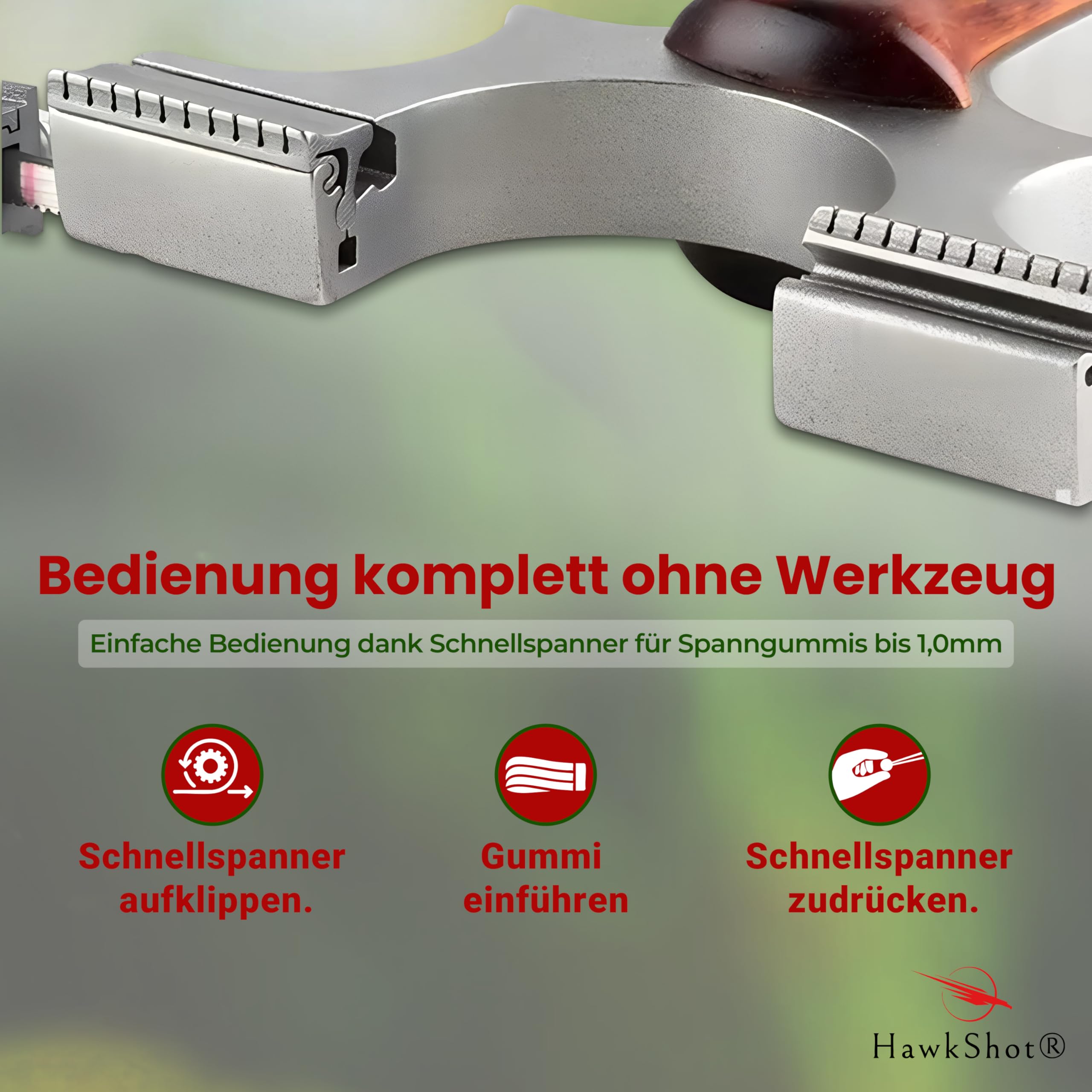 HawkShot® Profi Stahl Steinschleuder STEELVINE-PRO mit Schnellspannvorrichtung - Bundle Set - Zwille