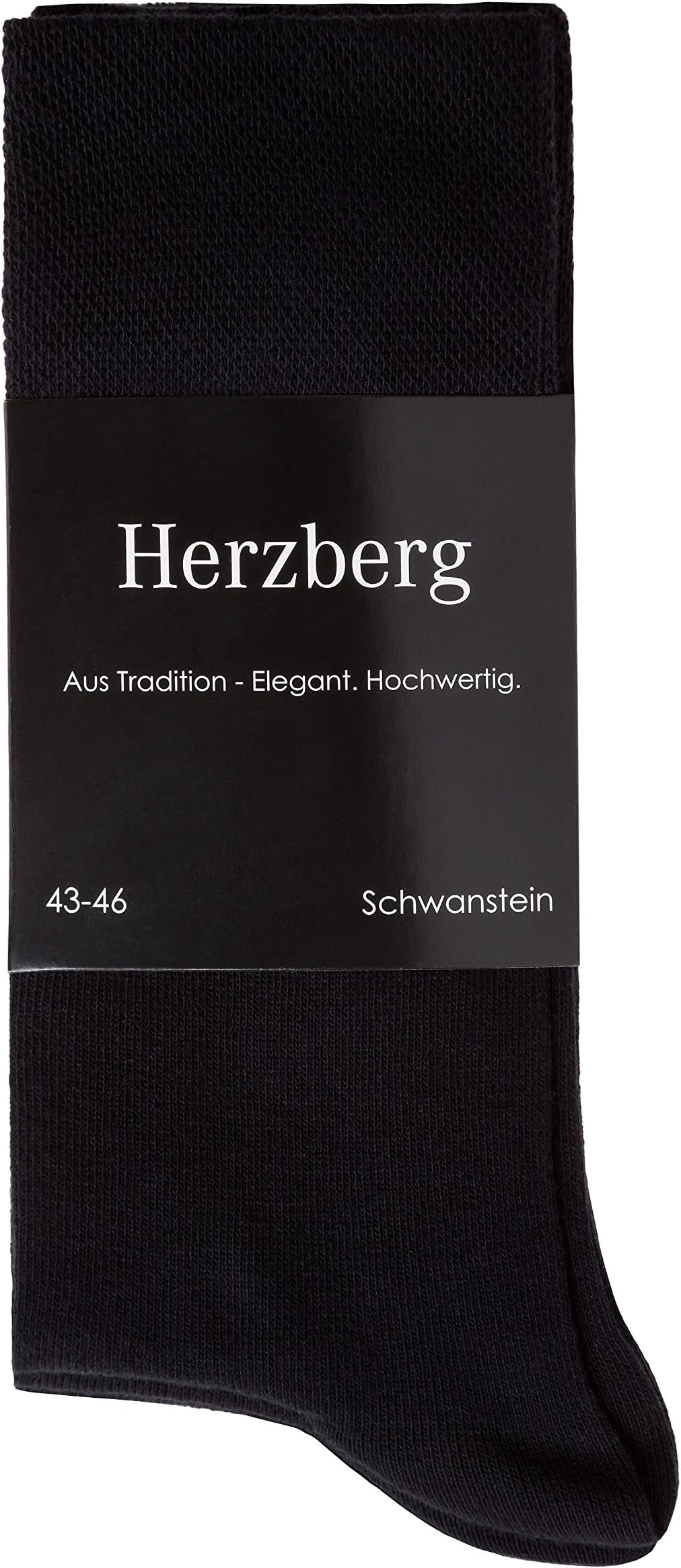 5 to 10 pairs Men's socks Business black by Herzberg, cotton, elegant, noble, comfort collar, without seam, packaging with tear protection, 2cm extralength & red inner thread
