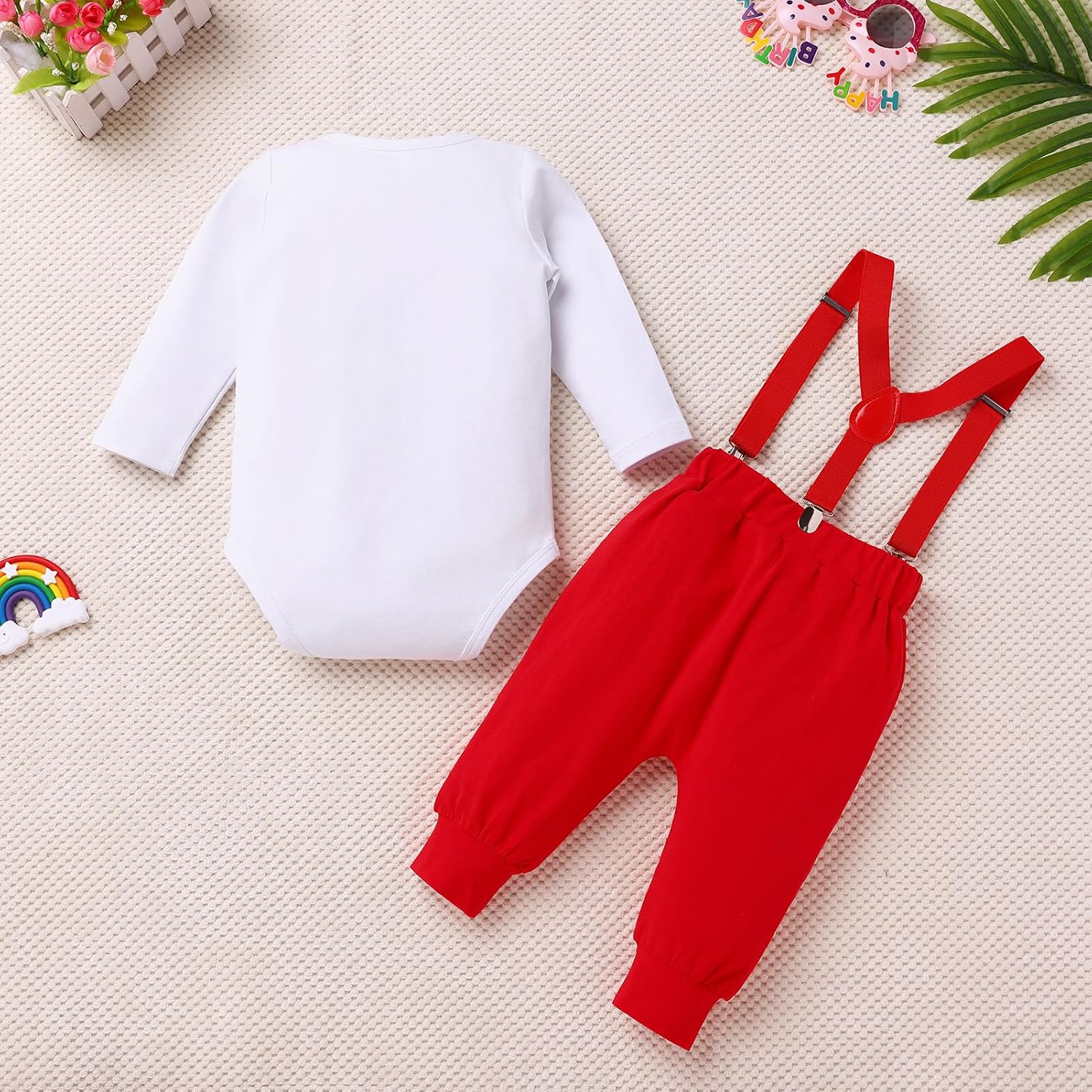 IBTOM CASTLE Baby Boy First Birthday Clothes CASTLE Circus Carnival Romper Pants Set Suspenders Cake Smash Outfits