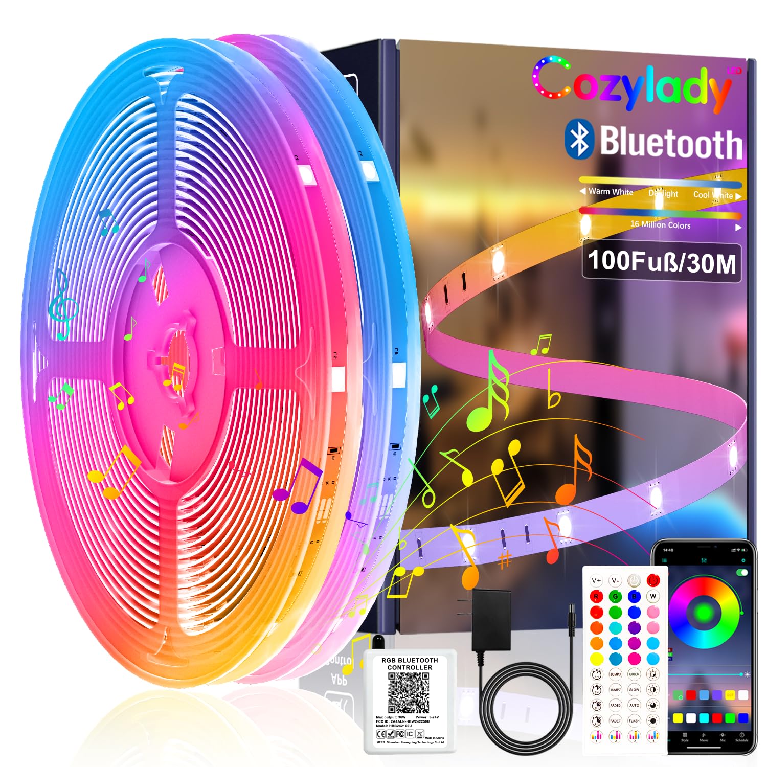 Cozylady RGB LED Strip Lights 110FT, WiFi LED Light Compatible