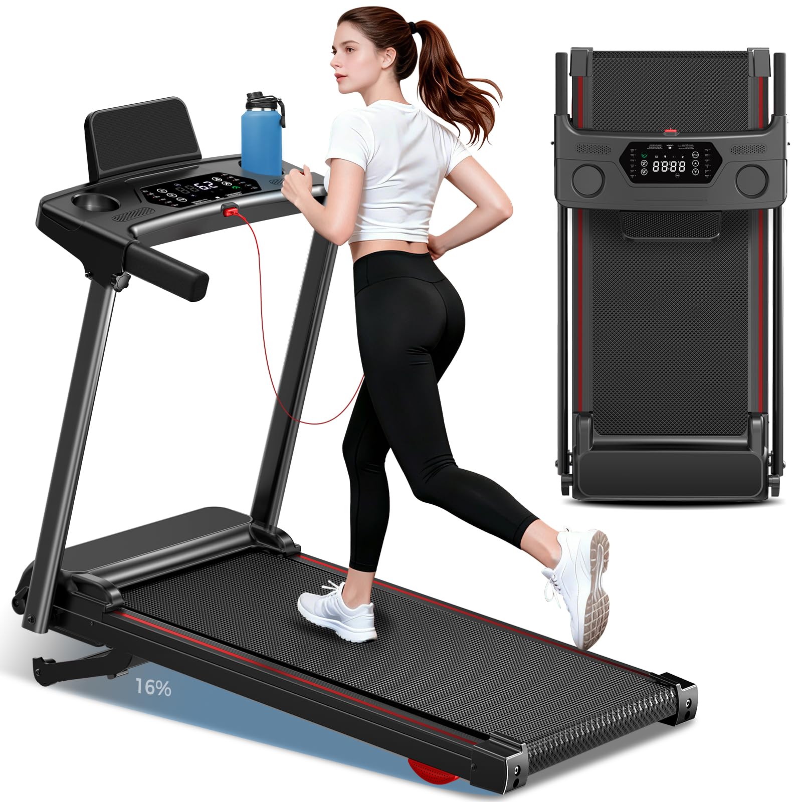 Photo 1 of ShineMaos Treadmill with 0-16% Auto Incline, 3.0HP Brushless Motor