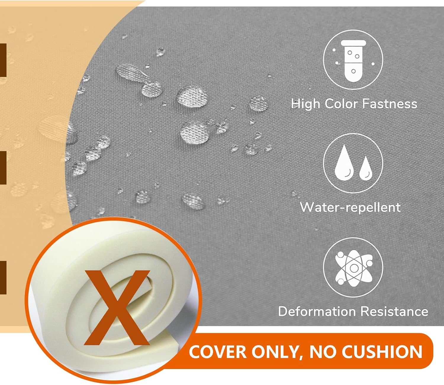 Oslimea Patio Cushion Covers Replacement Set of 4, Water UV Resistant Outdoor Cushion Slipcovers with Zipper Chair Seat Cushion Covers for Outdoor Furniture (24 x 20 Inch, 24 x 24 x 4 Inch, Grey)